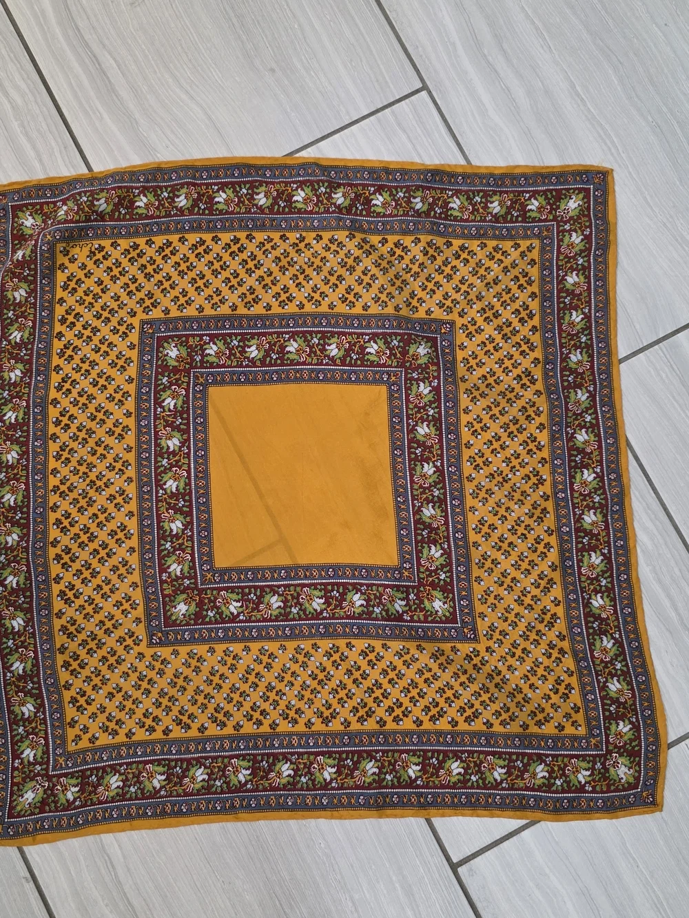 Echo Yellow and Maroon Floral Bandana Scarf